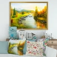 thumbnail image 3 of Designart 'Autumn Landscape With Forest River and Mountains' Lake House Framed Art Print, 3 of 4