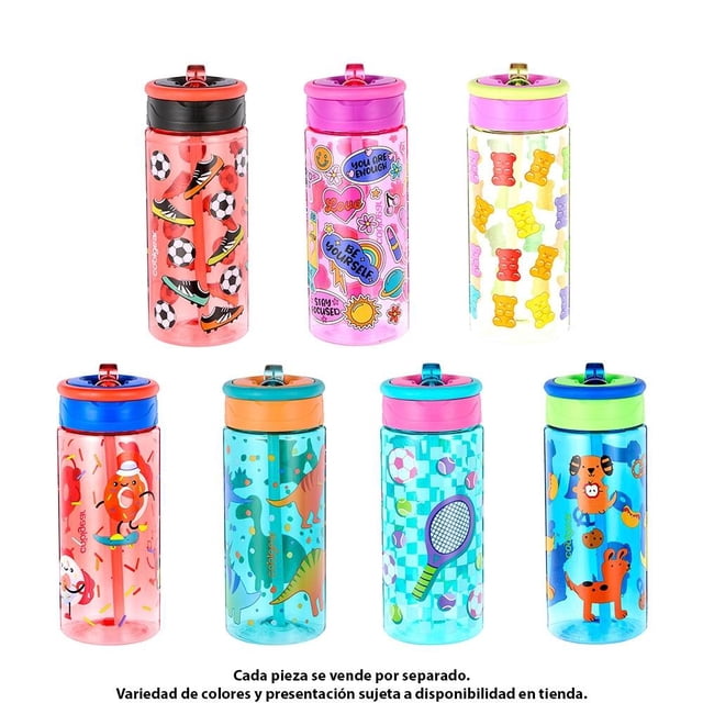 Botella de Agua Cool Gear con Popote de Plástico para Niños de 473 ml.
