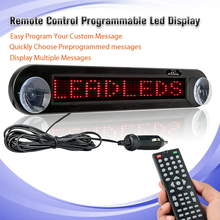 Leadleds 12V Car Message Sign Scrolling Display Board LED Programmable with  Remote Blue