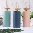 thumbnail image 3 of Botella de agua de vidrio de 500 ml con tapa de bambú y pajita, vaso de agua de boca ancha, vasos para beber, funda protectora de silicona con pajita, sin BPA, 3 of 4