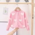 thumbnail image 2 of FYDUU Children Girls Cardigan Sweater Long Sleeve Cute Heart Graphic Soft Button Down Sweaters Fashion Kids Knit School Uniforms Sweaters Temperament Suit, 2 of 7