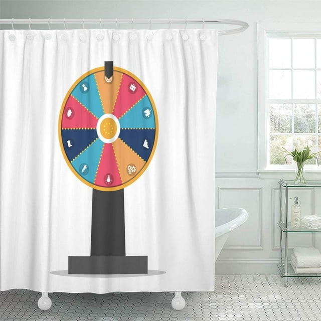 Cortina de Ducha ABPHQTO Premio Blanco Rueda de la Fortuna Lucky Roulette Win 160x180 cm