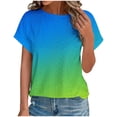 thumbnail image 1 of Plebaso Hauts d'Été pour Femmes T-Shirts à Œillets Mode Décontracté Manches Courtes Blouses Amples Dégradées, 1 of 7