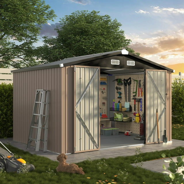 Cloudwell Remise 10 X 8 Pi avec Plancher, Acier Galvanisé Robuste, Remise de Rangement Extérieure