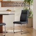 thumbnail image 5 of Faux Leather Dining Chair Set of 2, Modern Kitchen Chairs with Thick Cushion and Ergonomic Backrest, Chrome Metal Legs with Non-Slip Pads, 250 Lbs Capacity for Dining Room Kitchen, Black, 5 of 11