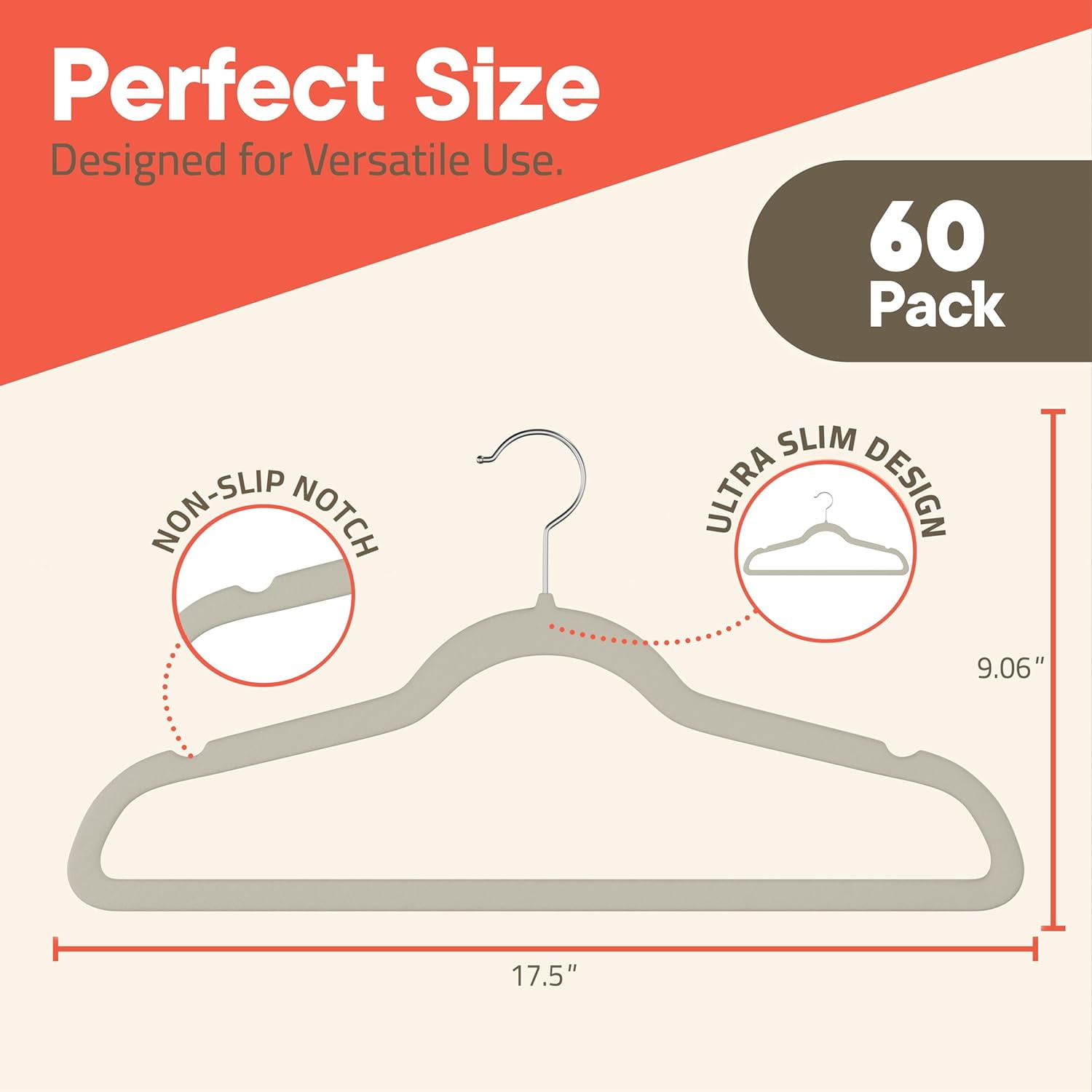 Ivory Velvet Hangers 60 Pack – Heavy-Duty 11 lbs Capacity, 360° Swivel Hook, Non-Slip & Space-Saving Design – Smooth Velvet Finish for Crease-Free Clothes & Effortless Closet Organization
