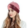 thumbnail image 2 of ZHENHONG Turbans for Women Casual Breathable Hijab Hat Muslim Headwrap Cap Cozy Solid Color Headwear Pink, 2 of 4