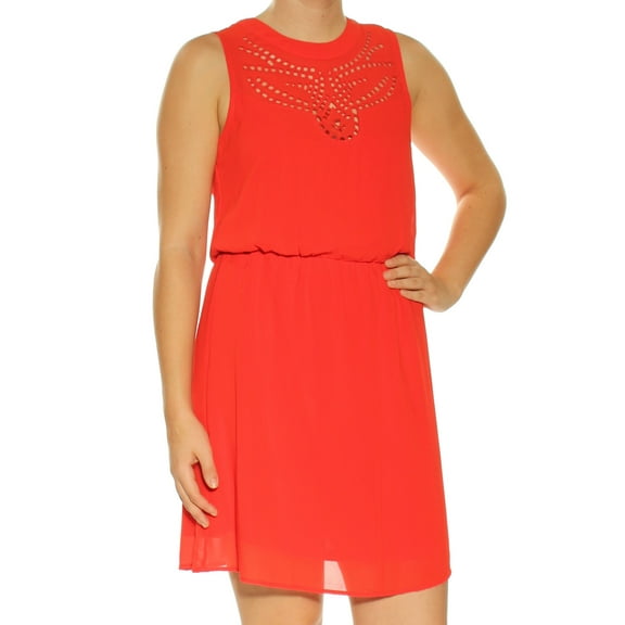 MAISON JULES $79 Womens New 1972 Red Eyelet Sleeveless Blouson Dress S B B