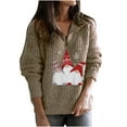 thumbnail image 2 of Aloohaidyvio Christmas Tops,Womens Christmas V-Neck Sweater Santa Claus Printed Zipper Long Sleeve Knitted Sweater, 2 of 6