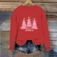 thumbnail image 6 of SYMOID Womens Red Christmas Oversized Cotton Sweatshirt - Merry Christmas Lettering & Pink Tree Print, Crew Neck Long Sleeve Festive Casual Top (S-XXL),Size S, 6 of 6