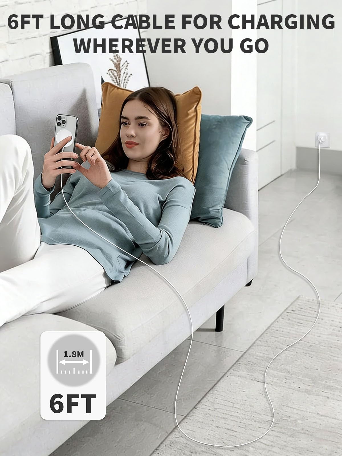 LujingZ 6FT Magnetic Wireless Fast Apple Mag - Safe Charger - Charging Pad for iPhone 17Pro Max/16 Pro Max/16Pro/16/15Pro Max/15 Plus/14/13/12 & AirPods 3/2/Pro/Pro 2