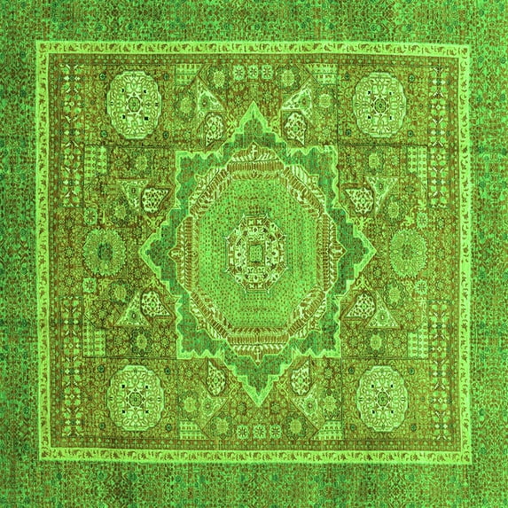 Ahgly Company Indoor Square Abstract Green Modern Area Rugs, 7' Square