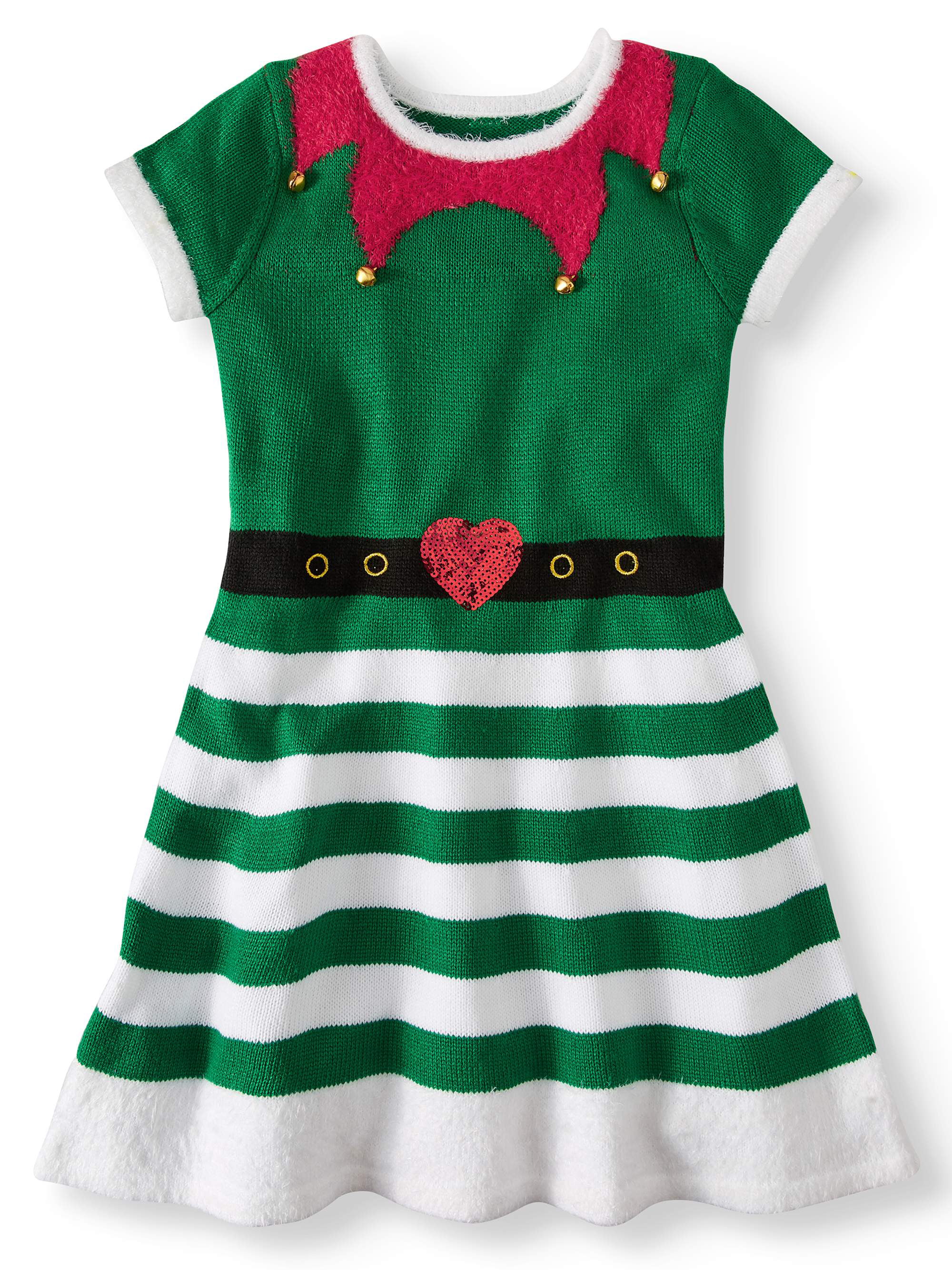 Elf Holiday Sweater Dress (Little Girls And Big Girls) 