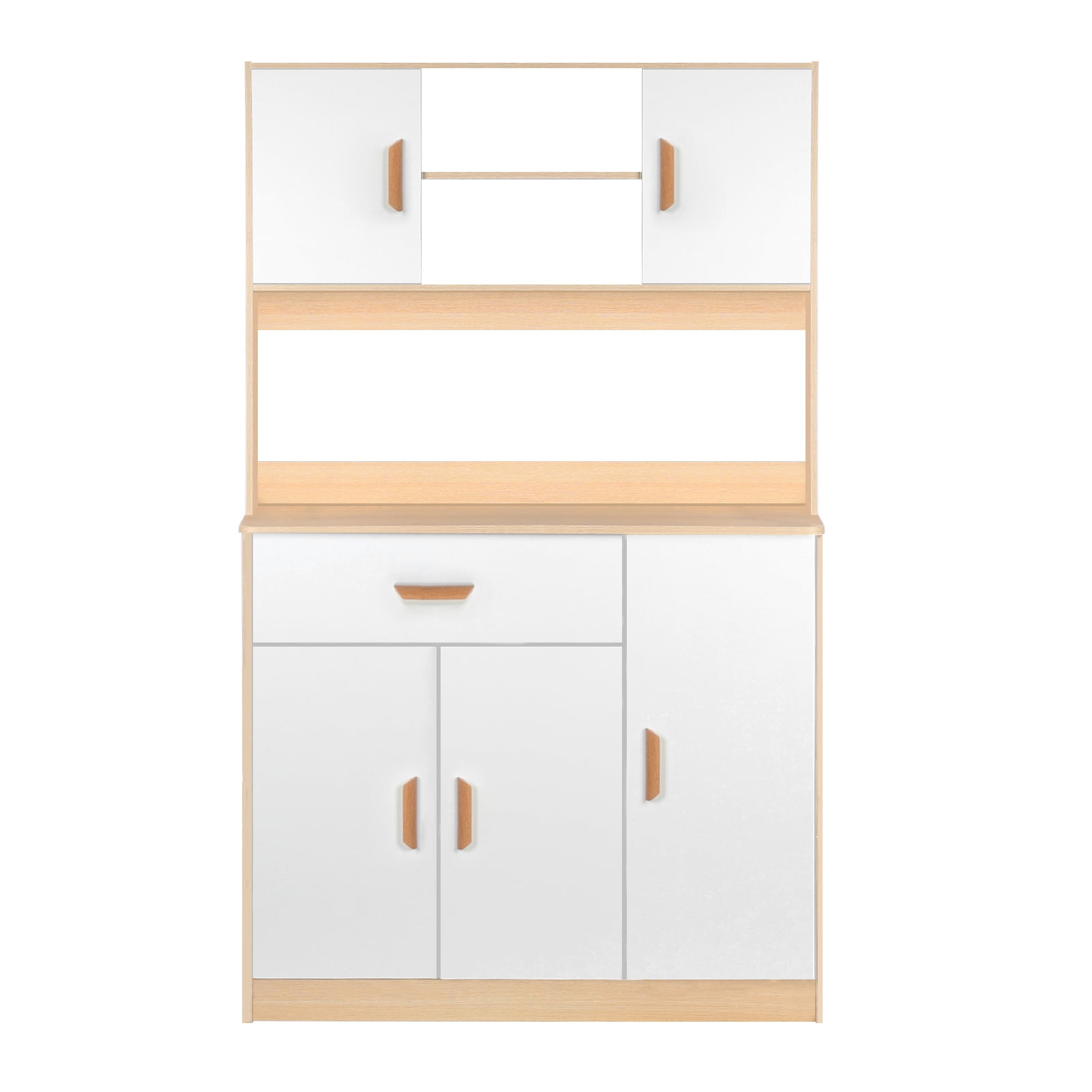 Meuble Rangement Cuisine Avec Multiprise Et Casier à Vin - 107x40x80 Cm, Blanc, 3 Tiroirs, 2 Armoires - 2