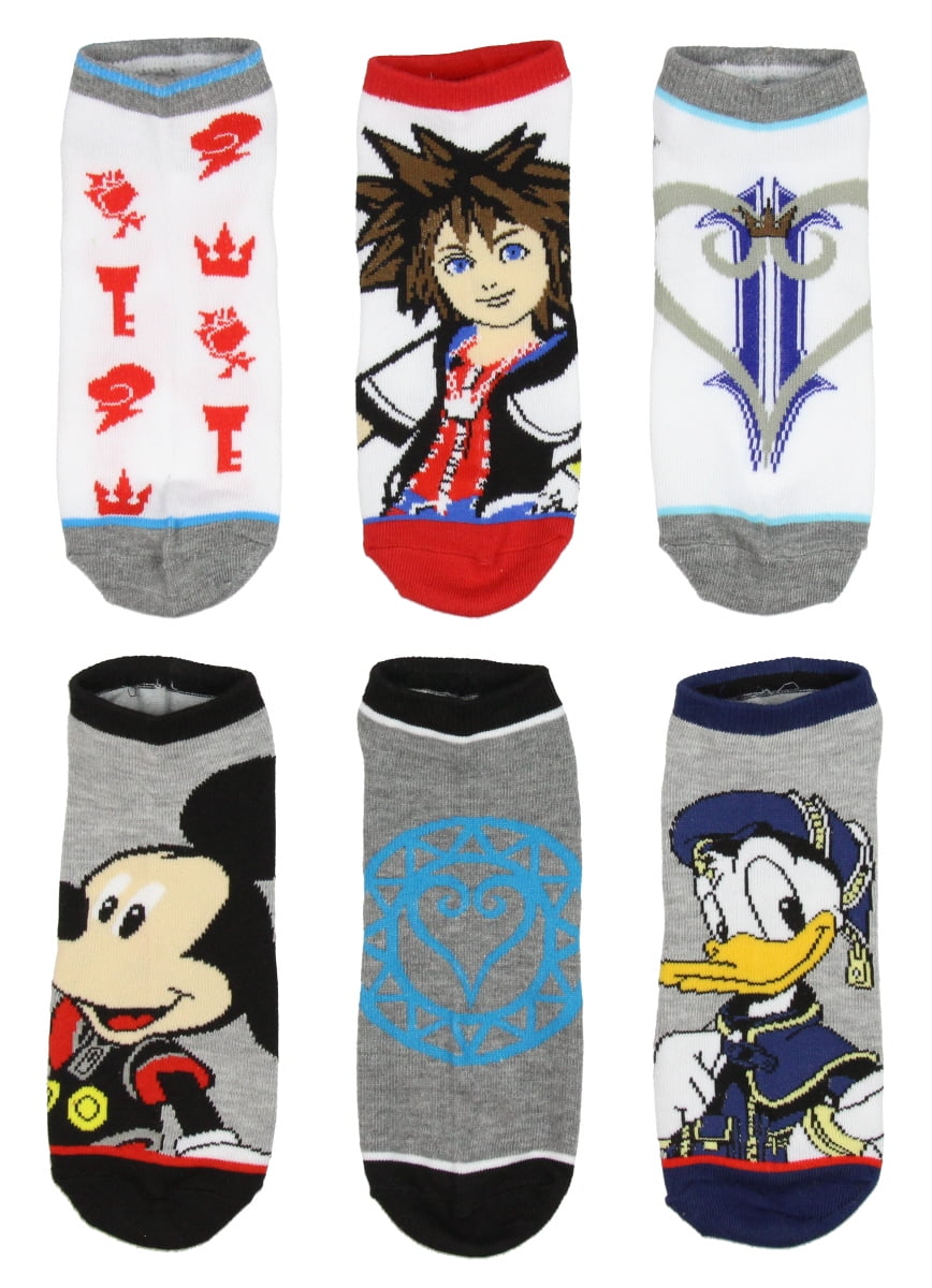Kingdom Hearts Adult Characters Designs 6 Pack No Show Ankle Socks