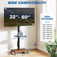 thumbnail image 2 of TAVR Mobile TV Stand with Power Outlet & Swivel Mount, Height Adjustable Rolling Cart for 32-60 inch TVs up to 88 lbs, Tiger Wood, 2 of 8