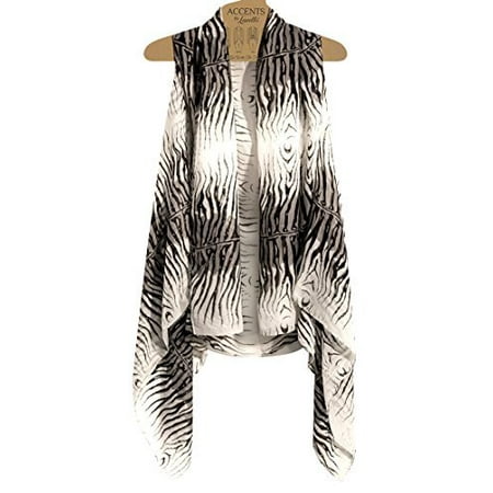 Zebra Print Accents - Accents by Lavello Sheer Designer Vest, Black/White Zebra Print