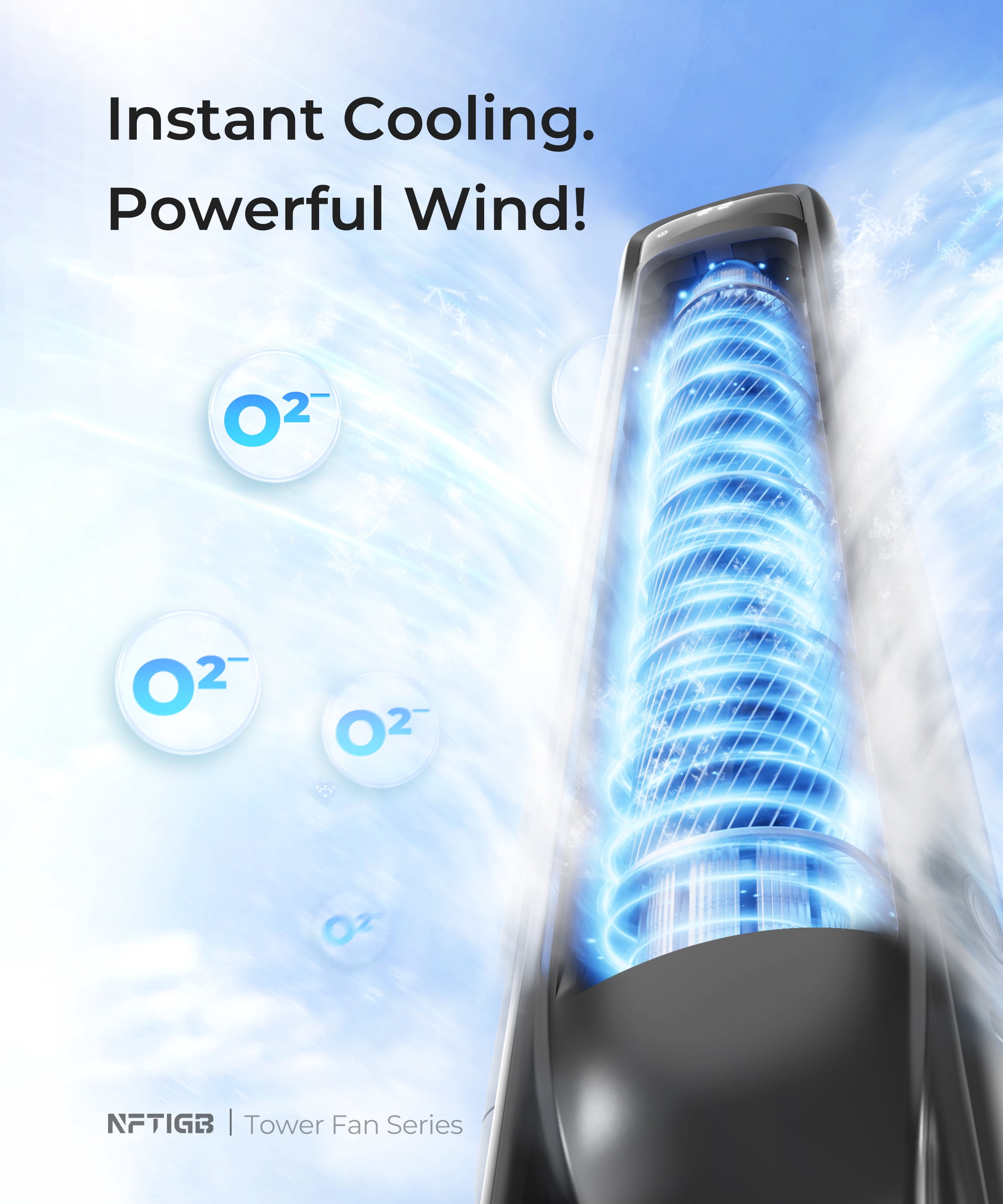 NFTIGB 39 inch Tower Fan for Large Room, Oscillating Bladeless Standing Floor Fan Home, 3 Speeds 3 Modes with Remote,New