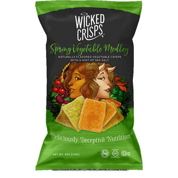 Wicked Crisps Spring Vegetable Medley - Naturally Flavored Vegetable Crisps with a Hint of Sea Salt : 4oz / 4pk
