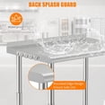 thumbnail image 4 of 36x24x35 In NSF Stainless Steel Prep Table with Backsplash and Hook 2-Tier Adjustable Undershelf Heavy Duty Workbench for Kitchen Restaurant Bakery, 4 of 7