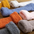 thumbnail image 5 of Hontri Socks in Clearance, Winter Women Coral Fleece Socks Middle Tube Sleeping Home Solid Calf Socks, Female Orange One Size, 5 of 8