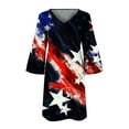 thumbnail image 4 of IROINNID 2024 Womens Hide Belly Work Casual V-Neck Print 3/4 Sleeve Dress, 4 of 5