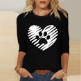 thumbnail image 2 of Tops de Cuello Redondo para las Mujeres Moda Impresa 3/4 Mangas Blusa Casual Top, Estante de Imitación, 2 of 5