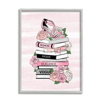 Stupell Industries Fashion Style Elegance Phrases Glamourous Flowered Bookstack ,16 x 20, Design by Martina Pavlova