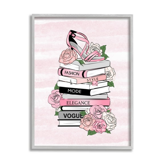 Stupell Industries Fashion Style Elegance Phrases Glamourous Flowered Bookstack ,16 x 20, Design by Martina Pavlova