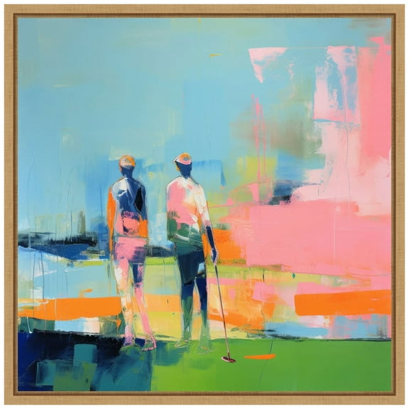 Amanti Art Golf Players I Framed Canvas Wall Art Print