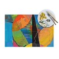 Geometric Abstract Painting with Colors and Black Line Woven mats for