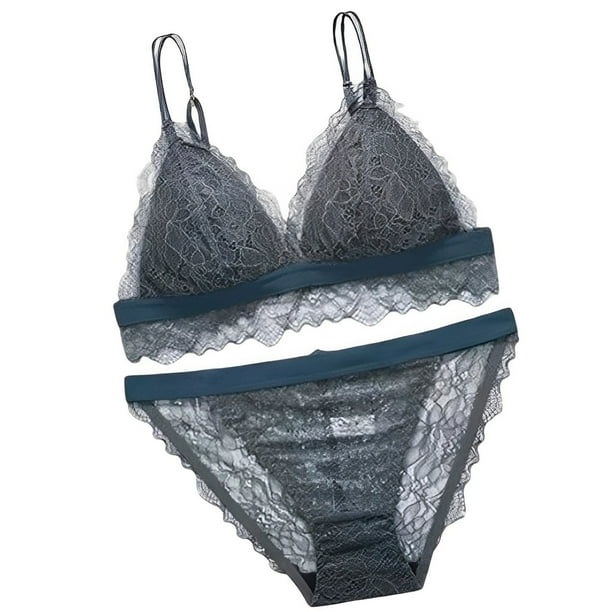 Conjunto de sujetador Minnieouse de mujer Ropa interior sin costuras Sujetador transpirable Lencería de encaje sexy Copa tres esquinas