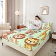 thumbnail image 4 of Manfei Cartoon Animals Full Size Sheets 4-Piece for Boys Girls, Lion Tiger Giraffe Bed Sheets, Elephant Monkey Bear Sheet Sets, Green Super Cozy Room Decor, 4 of 7