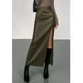 thumbnail image 4 of PRETTYGARDEN Womens Faux Leather Skirt Fall Bodycon High Waisted Slit Dressy Casual Winter Maxi Long Pencil Skirts, 4 of 9