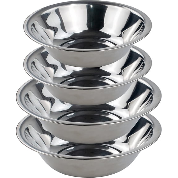 4PCS Stainless Steel Salad Mixing Bowls, Metal Food Containers Bowls, Nesting Metal Bowl for Space Saving Serving Cooking Baking Prepping (7.9inch and 9.4inch)