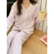 thumbnail image 1 of Pijama de mujer de primavera y otoño de manga larga a cuadros con encaje para el hogar, cárdigan, traje de talla grande, 1 of 6