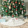 thumbnail image 3 of Falda para árbol de Navidad, alfombra de piel sintética con bordado de copo de nieve, decoración para árbol de Navidad, color dorado, 90cm, 3 of 5
