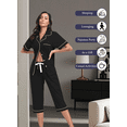 thumbnail image 6 of EA'S SECRET 100% Cotton Pajamas for Women Set Short Sleeve Sleepwear Cotton Capri Pajamas Pjs with Pockets Button Up Loungewear Sets(Black,2XL), 6 of 7