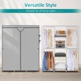 thumbnail image 4 of HONEIER Portable Wardrobe Closet Storage Organizer Rack with 4 Hanging Rods, 4 Shelves, 4 Side Pockets and Cover, 56.3x 73.6x 17 Inch, Large Capacity for Bedroom, Living Room, Sturdy, Grey/Black, 4 of 8