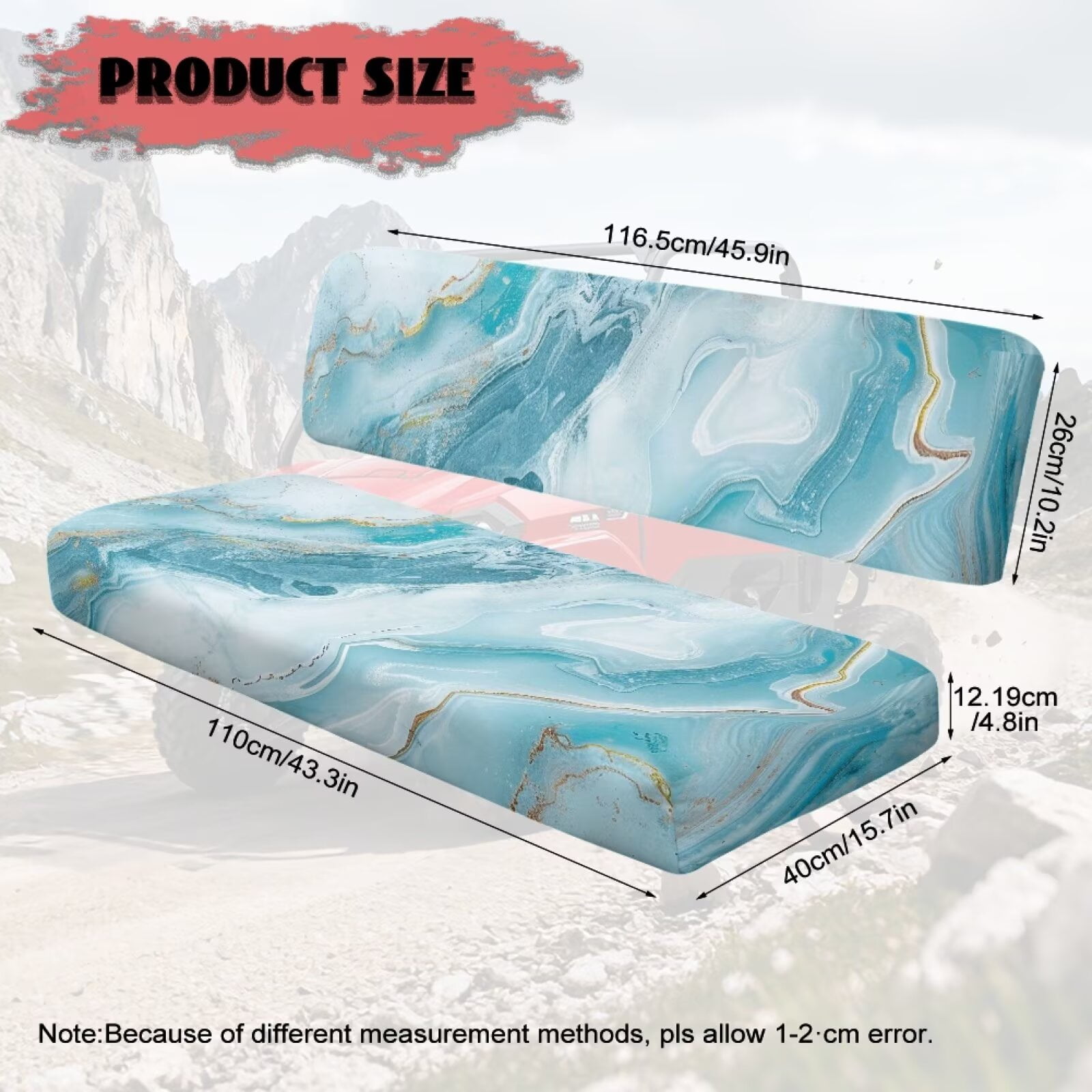 Uorisanigo UTV Front Bench Seat Cover Scratch-Proof Blue Marble Print Mule Seat Cover Suitable for Kawasaki Mule 4010 4x4 2009-2025 All Season Weather Proof Covers, UTV Accessories