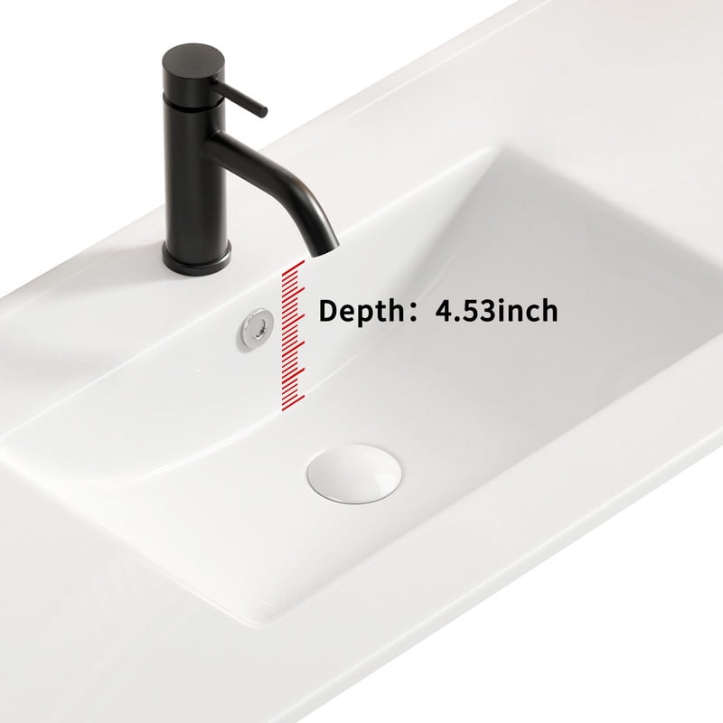 TICOZE Large 48 Inch Thin Edge Ceramic Bathroom Sink, Modern Single Bowl Vanity Sink, White Porcelain Ceramic Sink for Countertop or Wall Mount