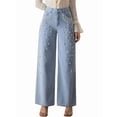 thumbnail image 2 of Women'S High Waisted Jeans Boyfriend Baggy Wide Straight Leg Casual Denim Pants Trousers Light Blue L, 2 of 9
