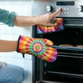 thumbnail image 2 of Colorful Tie Dye Spiral Mandala Kitchen Oven Mitt and Pot Holder Sets 2 Pcs for Baking, Cooking and Grilling, Heat Resistant Up To 392 °F, 2 of 7