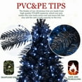 thumbnail image 4 of 9ft Black Pre-Lit Christmas Tree (750 White LEDs – 3176 PE+PVC Tips, Hinged Structure, Metal Stand, Halloween/Holiday Decor), 4 of 18
