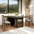 thumbnail image 2 of Fnova 62.99" Rectangular Dining Table for 4-6 People, Farmhouse Wood Kitchen Table with Side Storage Shelves, Heavy Duty Legs, Easy to Assemble, 2 of 18
