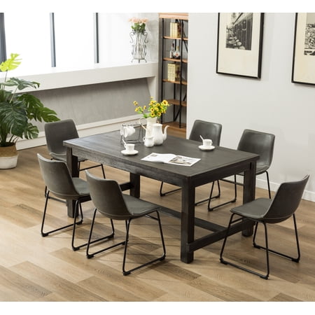 Roundhill Furniture Lotusville 7 Piece Wooden Dining Table Set