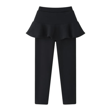

SYNPOS Little Girls Footless Leggings with Mini Ruffle Skirt Stretchy Pantskirt 3-11 Years