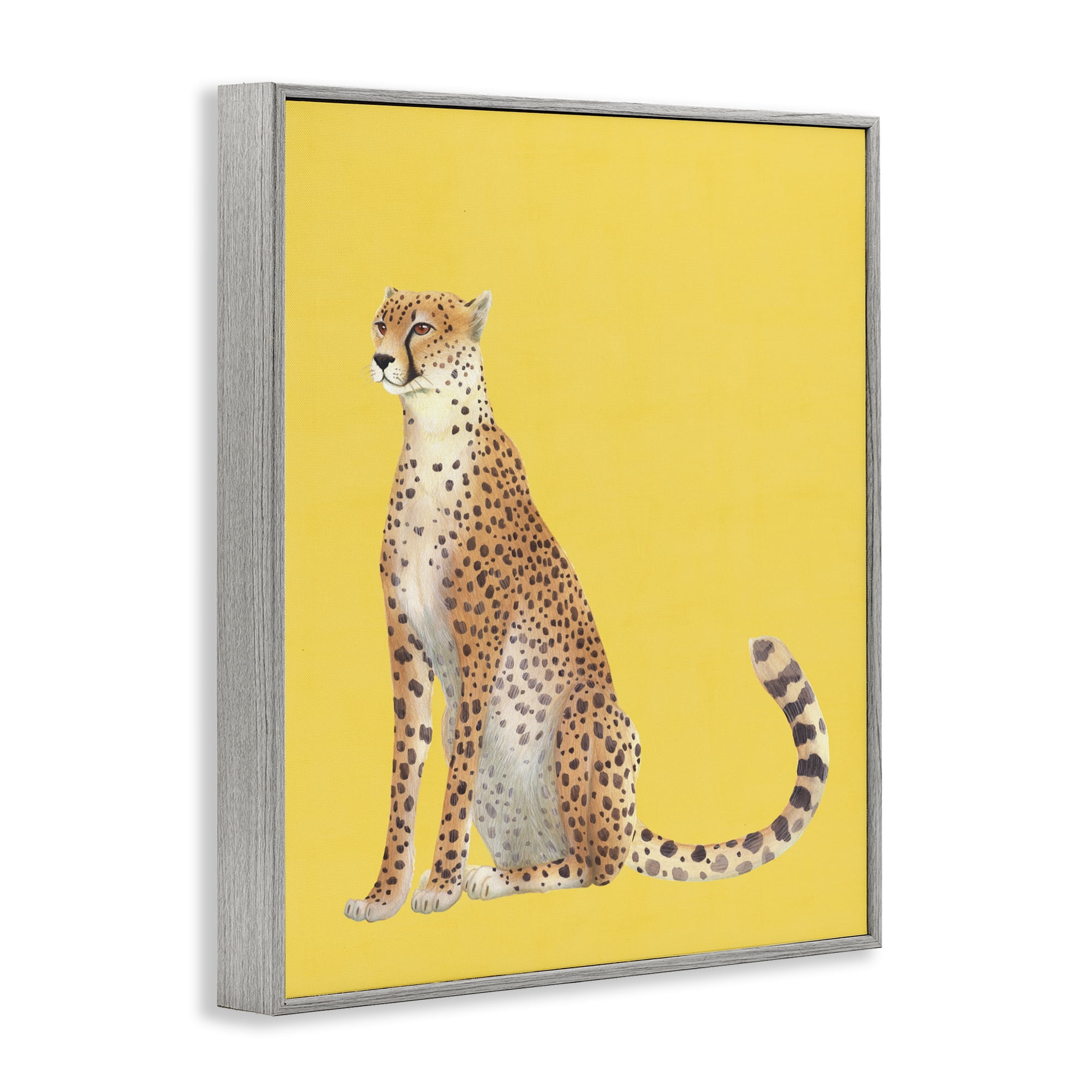 Stupell Industries Cheetah on Vibrant Yellow Gray Framed Giclee Art, design by Karolina Sato