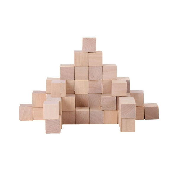 FELTECHELECTR 50 cubos cuadrados de madera de colores primarios para manualidades, corte preciso, materiales de construcción y proyectos de bricolaje (3 cm)