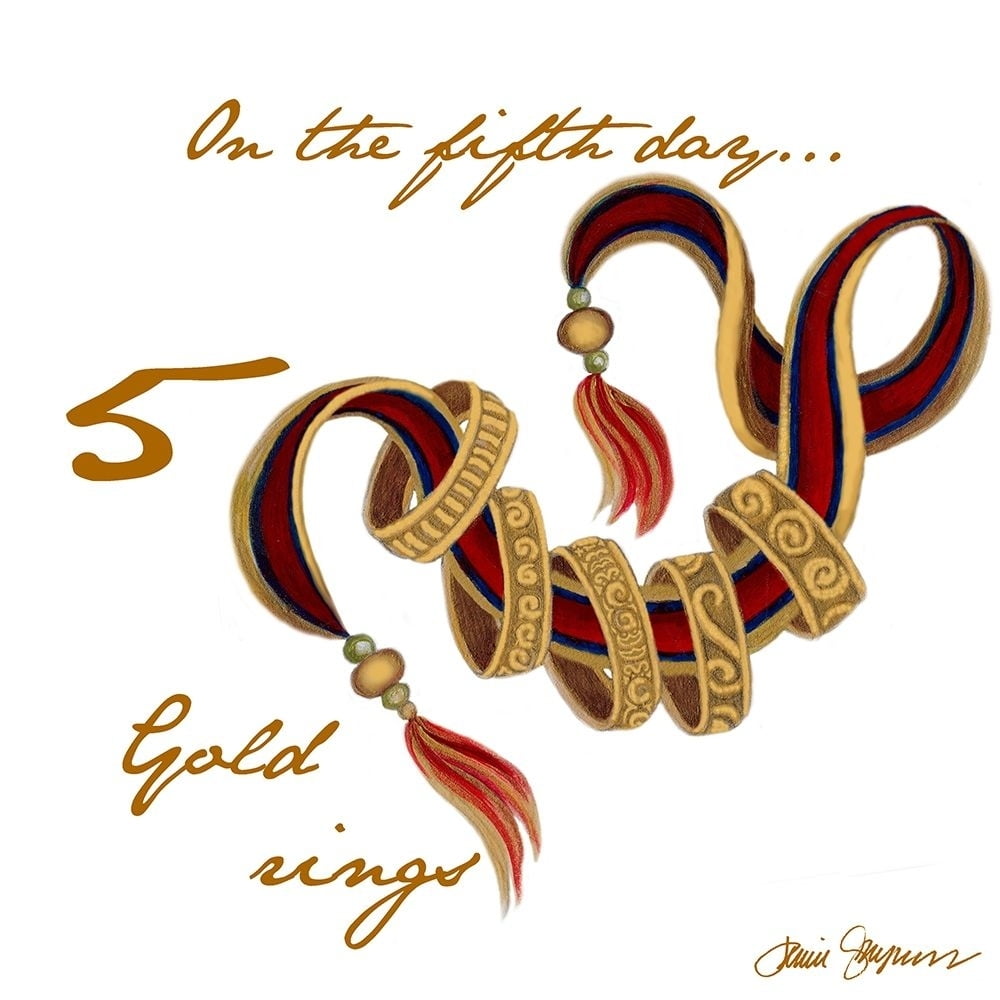 Five Golden Rings Poster Print by Janice Gaynor (12 x 12)
